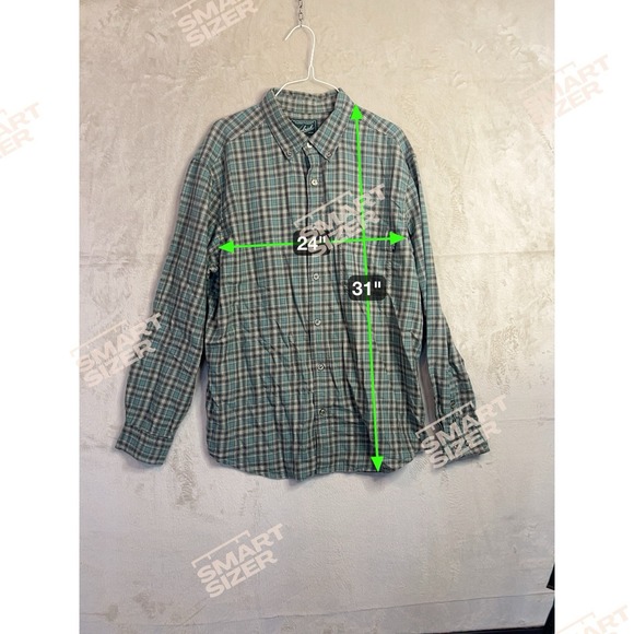 Woolrich‎ Men's Large Cotton Button Down Plaid Shirt Long Sleeve Green Vintage - Picture 7 of 7